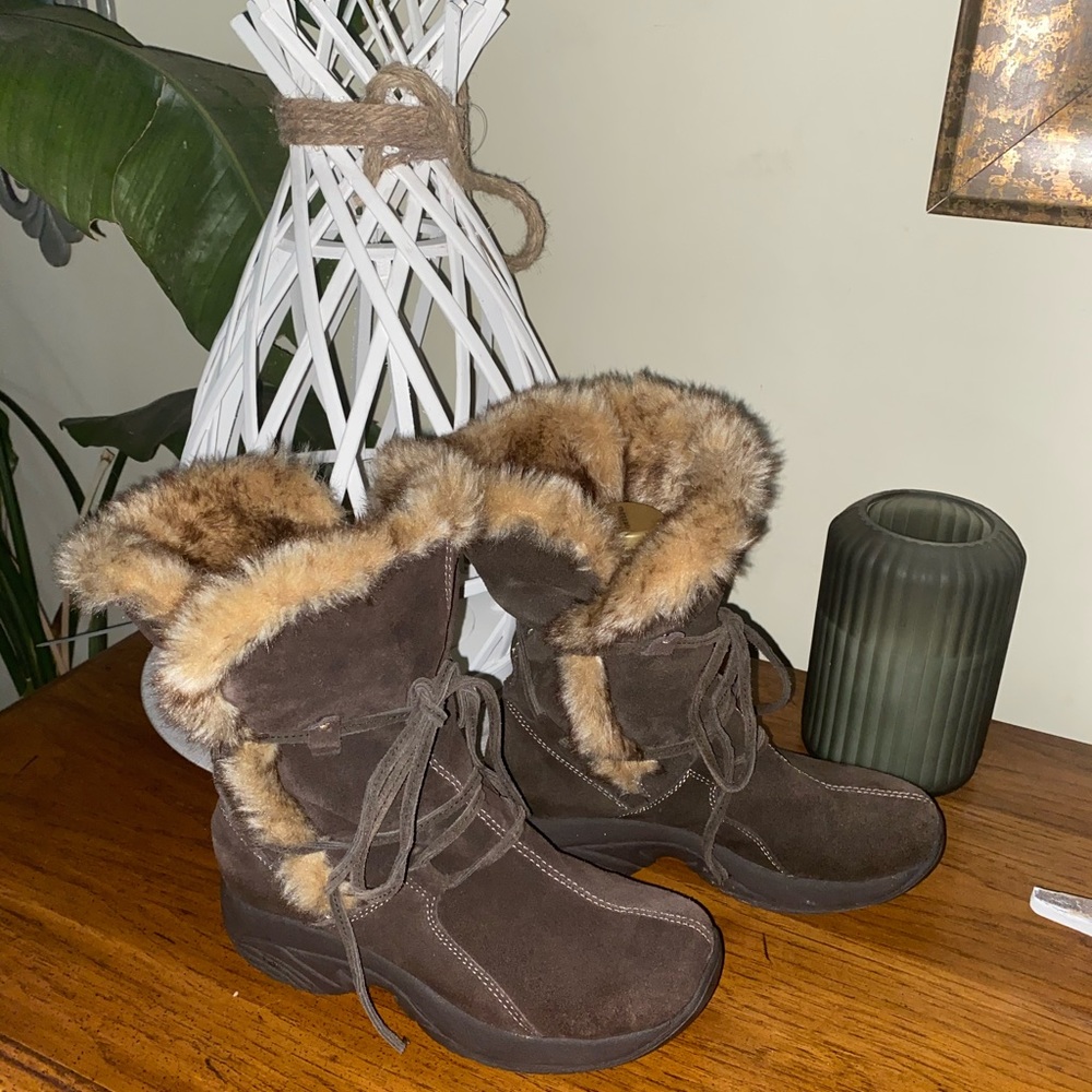 Ruff Hewn Slip on Faux Fur and Leather/Suede Boots